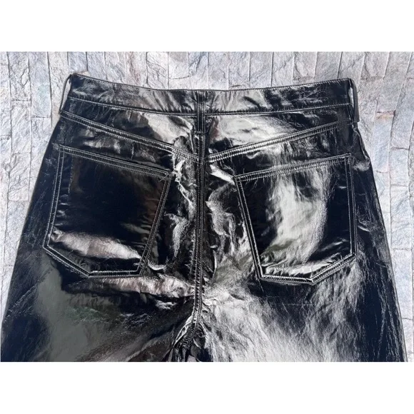 AGOLDE 90s Pinch Waist Recycled Leather Pants High Rise Detox Sz 34 - Picture 8 of 11